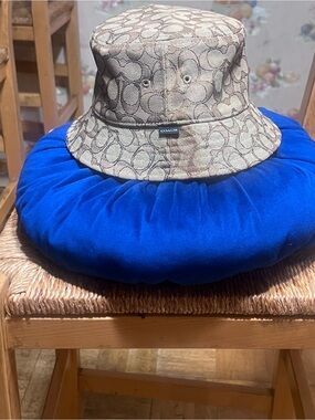 Coach Beige Signature Monogram Bucket Hat